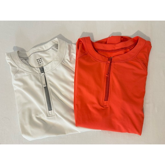 Title nine Tops - Lot 2 Title Nine Athletic Long Sleeve 1/2 Zip Shirt Medium White & Orange Golf